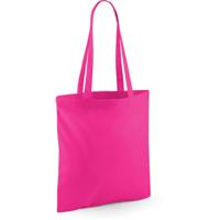 Draagtasje met hengsels - fuchsia roze - 42 x 38 cm - katoen - 10 liter - boodschappen - gymtas