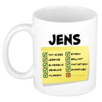 Naam mok Jens - wit - top gozer - keramiek - 300 ml - cadeau collega beker Naam mok Jens - wit - top gozer - keramiek - 300 ml - cadeau collega beker