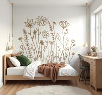 Minimalistische tuin bloemen muursticker