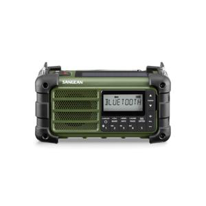 Sangean MMR-99 Outdoorradio VHF (FM), Middengolf Noodradio, Bluetooth Zonnepaneel, Spatwaterbestendig, Stofdicht Groen