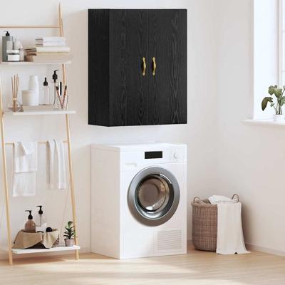 Wandkast Zwart eiken 69.5 x 34 x 90 cm Bewerkt hout