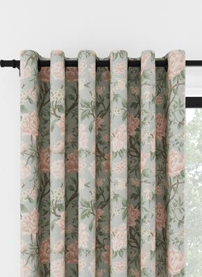 Laura Ashley Tapestry Bloemen Chenille Blush Ringgordijn