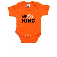 Little king Koningsdag romper met kroontje oranje voor babys