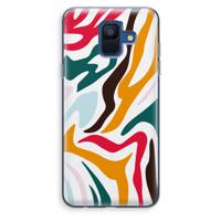 Colored Zebra: Samsung Galaxy A6 (2018) Transparant Hoesje - thumbnail