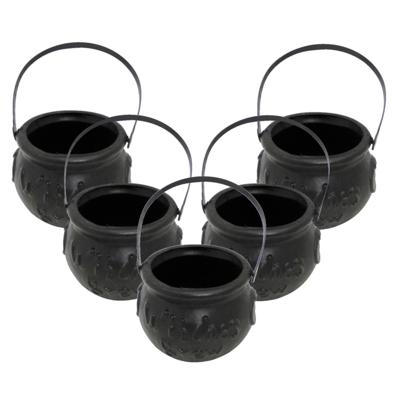 Heksenketel - 5x - zwart - D10 cm - kunststof - halloween - horror - kookpot