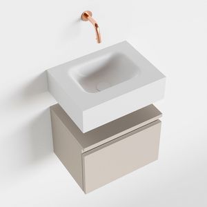 Toiletmeubel Mondiaz Andor | 40 cm | Meubelkleur Linen | Lex vrijhangend wastafel Talc Midden | Zonder kraangat
