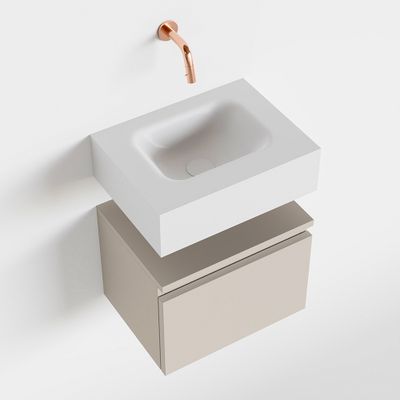 Toiletmeubel Mondiaz Andor | 40 cm | Meubelkleur Linen | Lex vrijhangend wastafel Talc Midden | Zonder kraangat