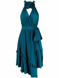 Alexandre Vauthier robe volantée à dos nu - Bleu