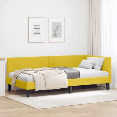 Hoekbedframe Geel 100 x 200 cm Fluweel en Engineered hout