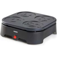 Crépiere Domo - 4 Crepes - Emoji -patronen - Anti -adhesieve herziening - 600W - L31 x L34 x H13 cm