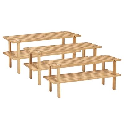 Set van 3x stuks zeller schoenenrek - bamboe - 2-laags - 70 x 26 x 30 cm
