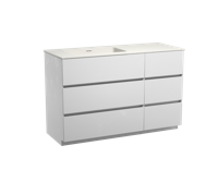Storke Edge staand badkamermeubel 130 x 52,5 cm mat wit met Mata asymmetrisch linkse wastafel in matte Solid Surface - thumbnail