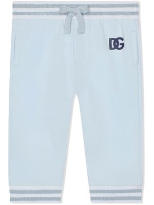 Dolce & Gabbana Kids pantalon de jogging à logo brodé - Bleu