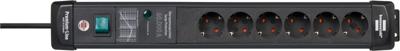 Brennenstuhl Premium-Line | ÜSS 6 voudig | zwart | *DE* 60kA/Filter | 3m | H05VV-F3G1,5 1951160401