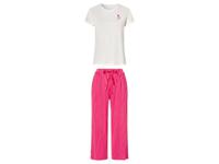esmara Dames pyjama (XS (32/34), Wit/roze) - thumbnail