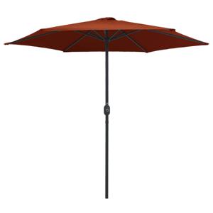 The Living Store Tuinparasol Terracotta 270x246 cm - UV-beschermend polyester - Aluminium paal - Met zwengelmechanisme