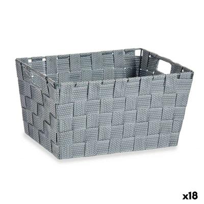 Veelzijdige mand Kipit Grijs Polyester Stof Vlechten 5 L (18 Stuks)