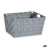 Veelzijdige mand Kipit Grijs Polyester Stof Vlechten 5 L (18 Stuks)