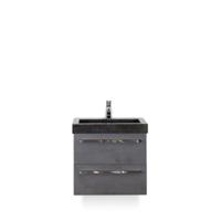 Seville Badmeubelset 60 cm - Beton Antraciet - Wastafel Hardsteen Wit Lucca