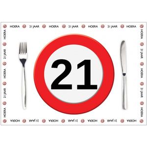 Papieren placemats 21 jaar 10 stuks