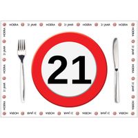 Papieren placemats 21 jaar 10 stuks - thumbnail