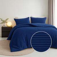 Dekbedovertrek Teddy Rib Navy Eenpersoons (140x200 Cm) Navy Microvezel Strepen Fresh And Co - Overtrek - 140x200 Cm (Eenpersoons) - Fresh And Co - Dekbed-Discounter.nl