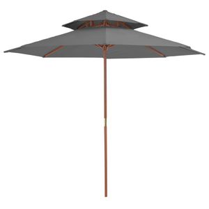 Xl Dubbeldekker parasol met houten paal 270 cm antraciet