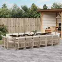 17-delige Tuinset met kussens poly rattan beige
