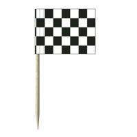 50x Cocktailprikkers race/finish vlag 8 cm vlaggetjes decoratie