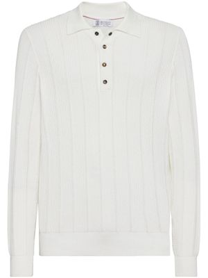 Brunello Cucinelli polo en coton à manches longues - Blanc