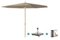 Platinum Riva stokparasol 3 m. rond - Teak taupe met Granada voet en hoes Platinum Riva stokparasol 3 m. rond - Teak taupe met Granada voet en hoes