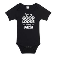 I get my good looks from my uncle cadeau romper / rompertje zwart kraamcadeau voor baby - thumbnail