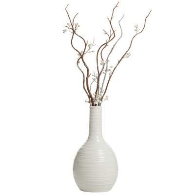 Gerimport bloemenvaas Kalu stripe - wit - keramiek - 16 x 28 cm Gerimport bloemenvaas Kalu stripe - wit - keramiek - 16 x 28 cm