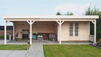 Lugarde P39 Tuinhuis 900x420 cm 44 mm vuren blank- Plat dak- Hout- Lugarde