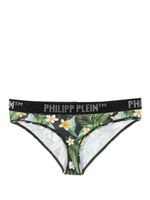 Philipp Plein culotte fleurie à logo strassé - Vert