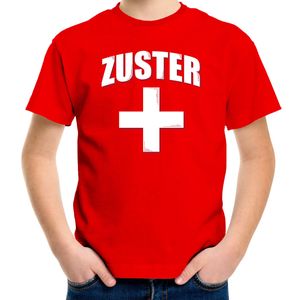 Zuster met kruis verkleed t-shirt rood voor kinderen XL (158-164)  -