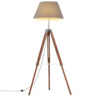 The Living Store Retro Vloerlamp - Houten Lamp - Vintage Ontwerp - Driepoot - Hoogte 100-141 cm - E27 Fitting - Max -