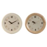 Muurklok Home ESPRIT Beige Natuurlijk Hout 30 x 5 x 30 cm (2 Stuks)