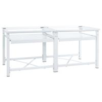 VidaXL Dubbele wasmachine sokkel met uittrekbare planken wit