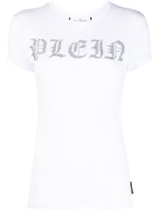 Philipp Plein t-shirt imprimé à logo strassé - Blanc