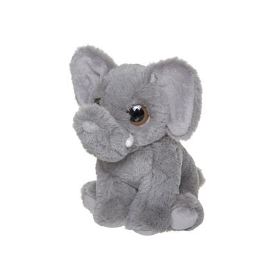 Nature Planet Pluche knuffel olifant - grijs - 13 cm - knuffeldieren