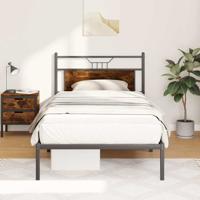 Bedframe zonder matras spaanplaat gerookt eikenkleurig
