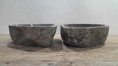 Aufsatzwaschbecken aus Flussstein Satz RM250309AB, 41x37x15 cm
