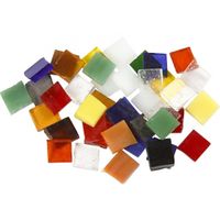 Glasmozaiek gekleurde tegels vierkantjes 10x10 mm 700 stuks - thumbnail