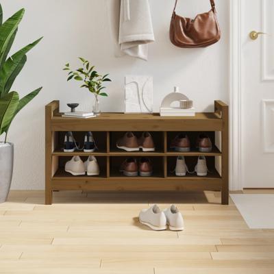 Halbankje 110x40x60 cm massief grenenhout honingbruin