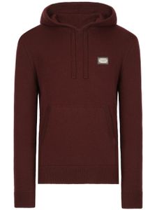 Dolce & Gabbana hoodie en maille à plaque logo - Marron