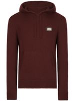 Dolce & Gabbana hoodie en maille à plaque logo - Marron - thumbnail