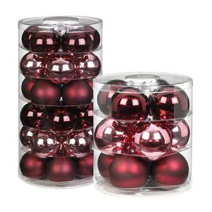 42x Berry Kiss mix roze/rode glazen kerstballen glans en mat - Kerstbal