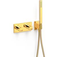 Douchekraan Tres B-System | Inbouw | Thermostaatkraan | Excl.Inbouwdeel | 2-weg | Rechthoek | 24k Goud glans
