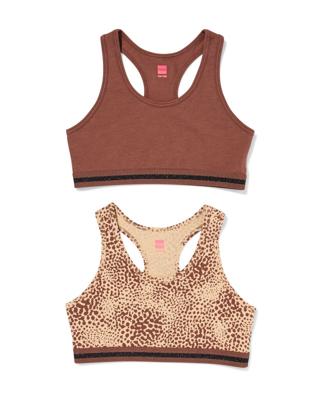 HEMA Kinder crop tops luipaard - 2 stuks bruin (bruin)